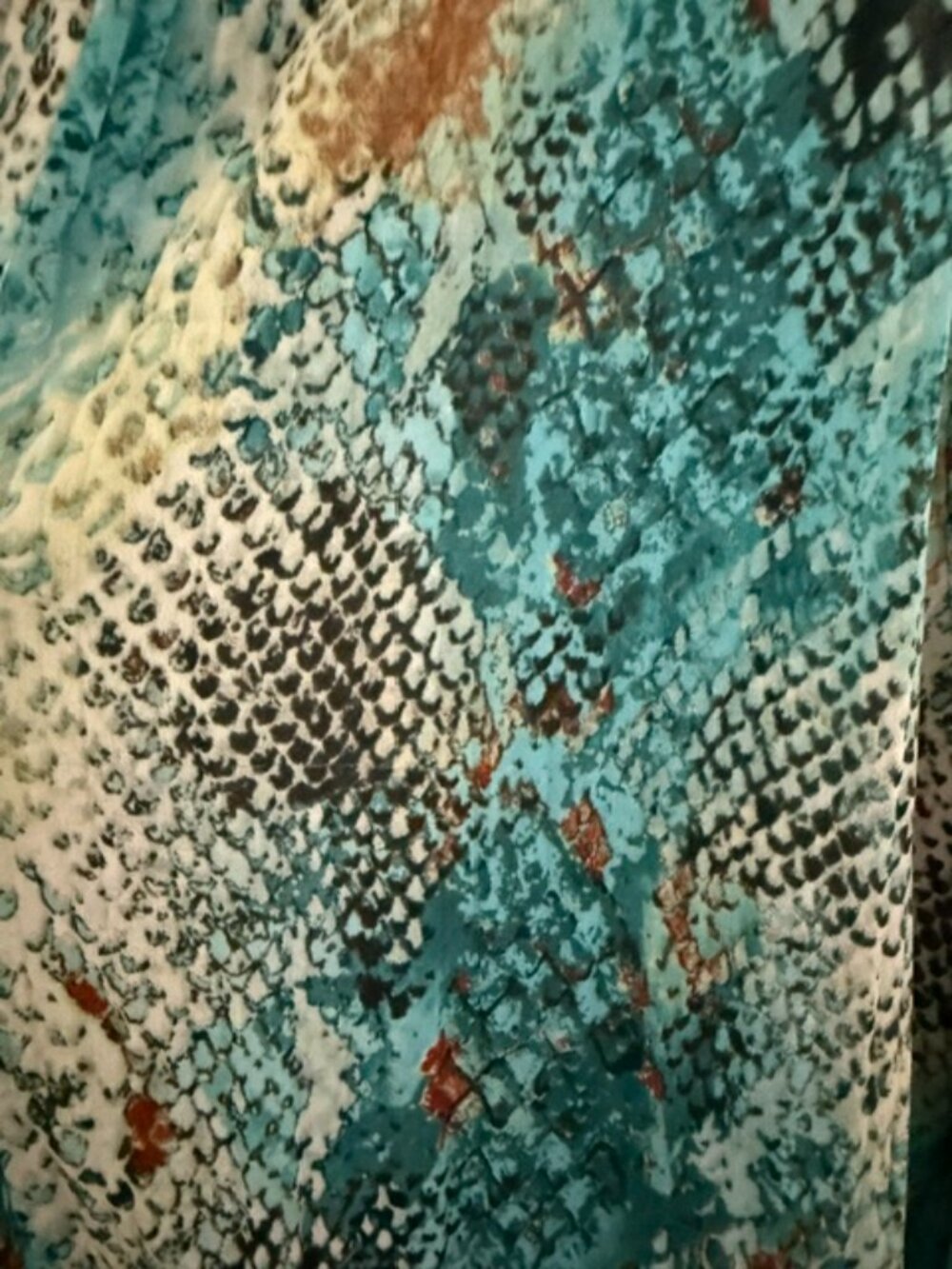 Mushkaby Sienna Rose, Inc. Snake Turquoise Aqua Button Blouse